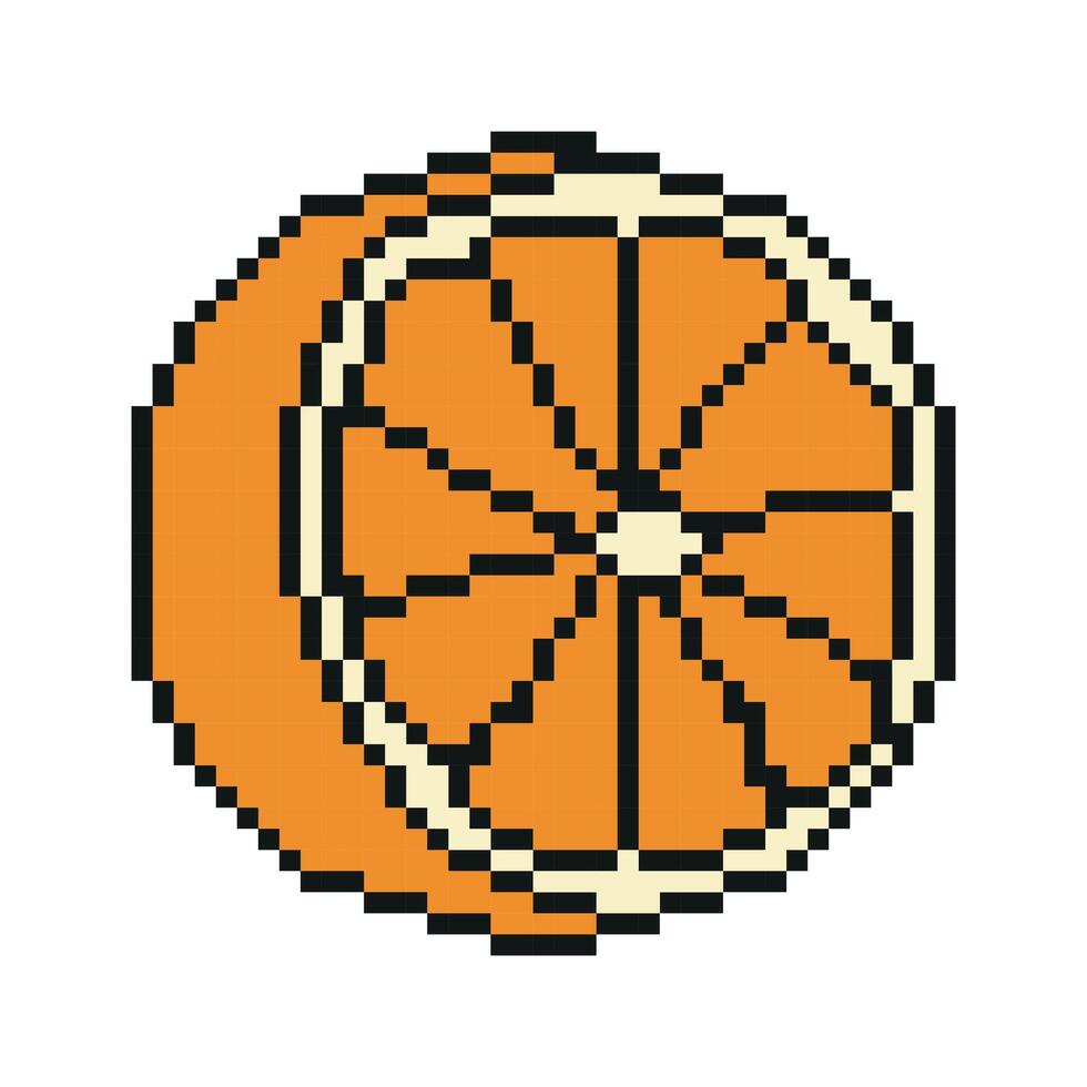 Pixel Graphic Orange. Illustration isolated on white background. Fruit pixelated for the pixel art game and icon for website game. vector