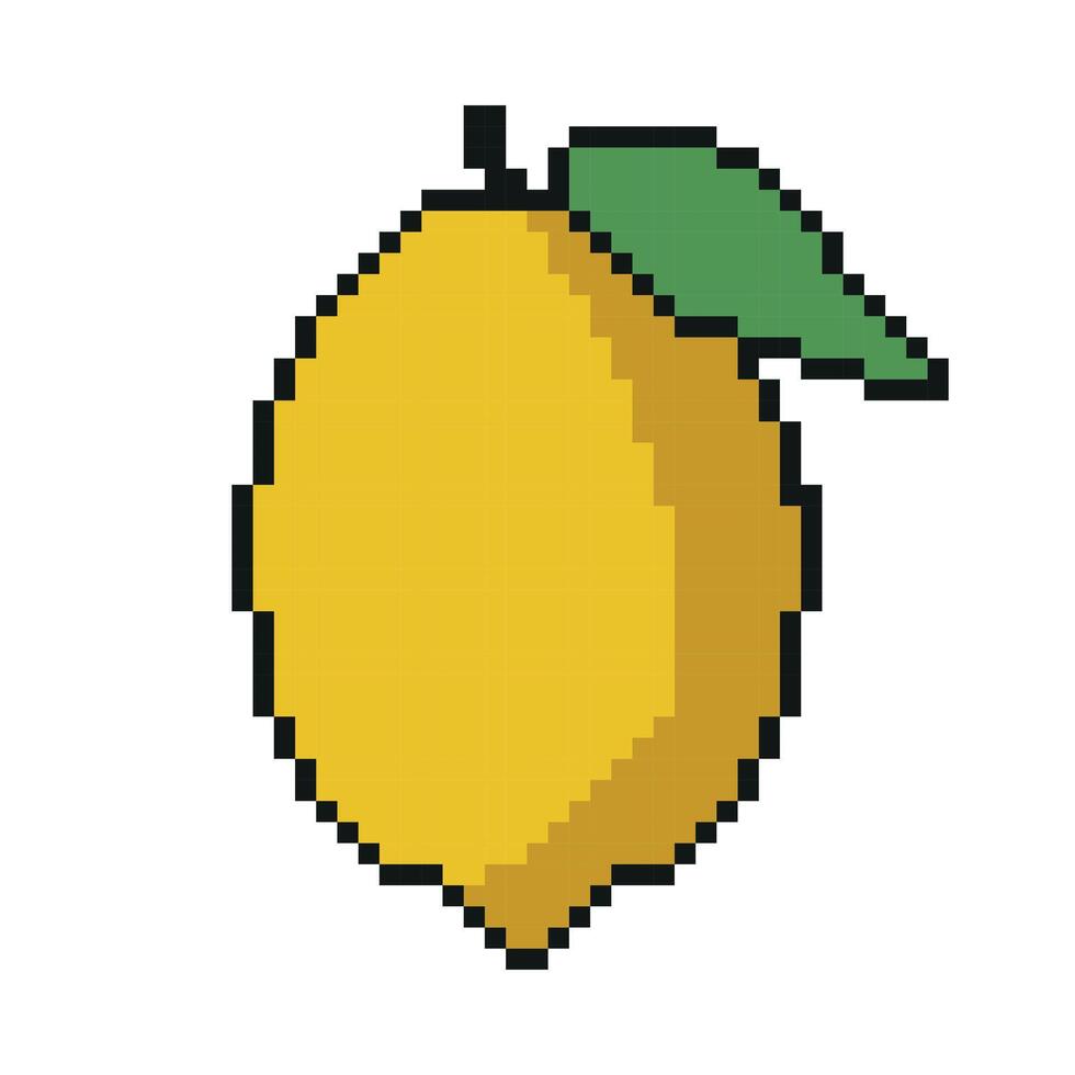 Pixel Graphic Lemon. Illustration isolated on white background. Fruit pixelated for the pixel art game and icon for website game. vector