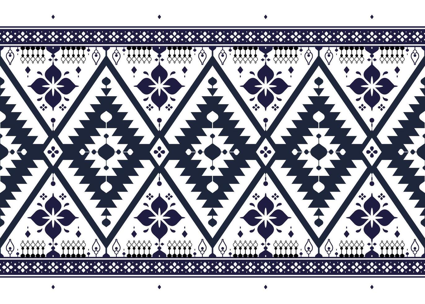 geometric ethnic fabric seamless pattern on White background, design for cloth, carpet, batik, wallpaper, wrapping etc. vector