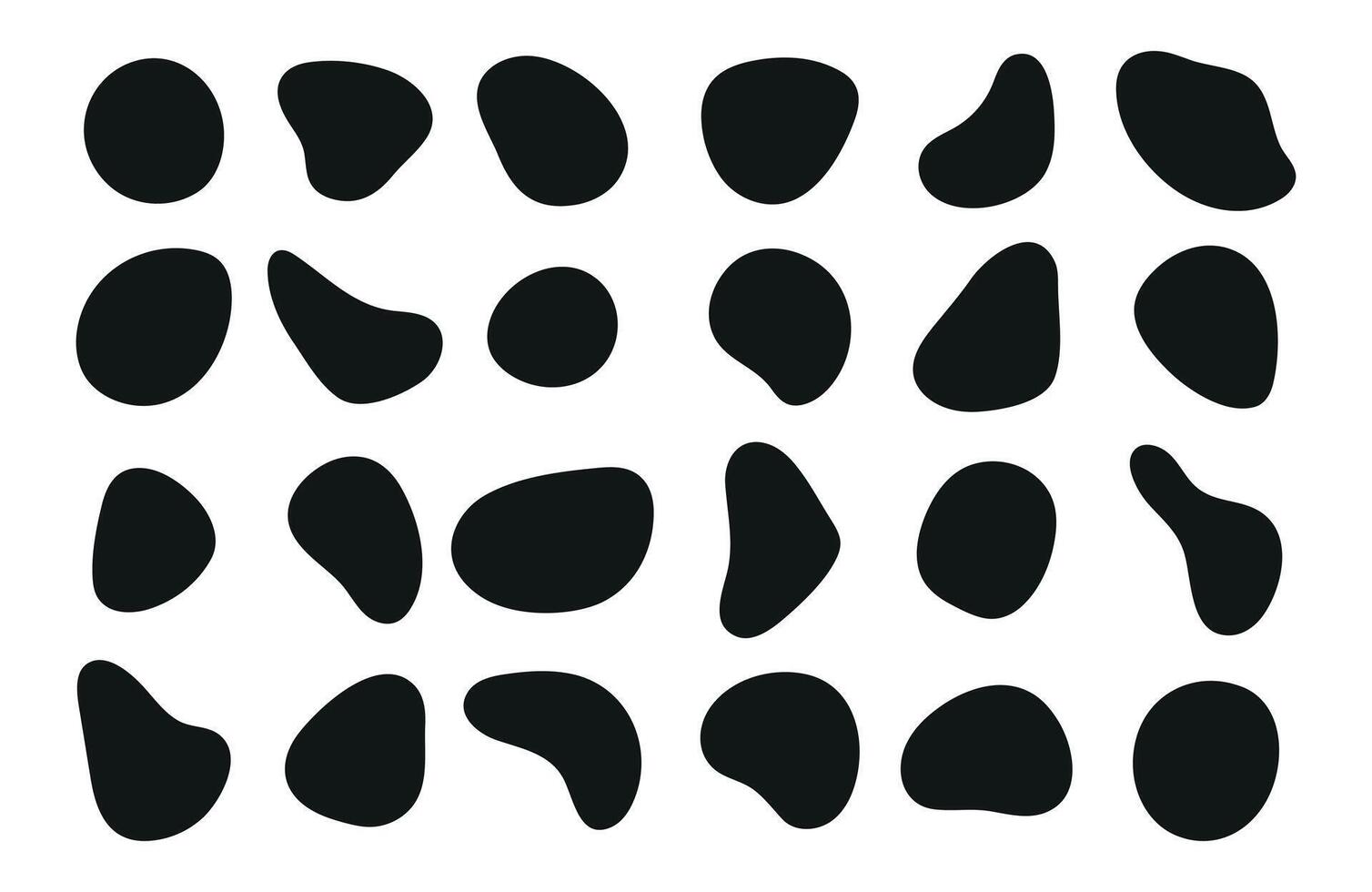 Freeform irregular figures. Random flowing liquid circles. Smooth silhouette stones. Set of isolated elements on a white background. vector