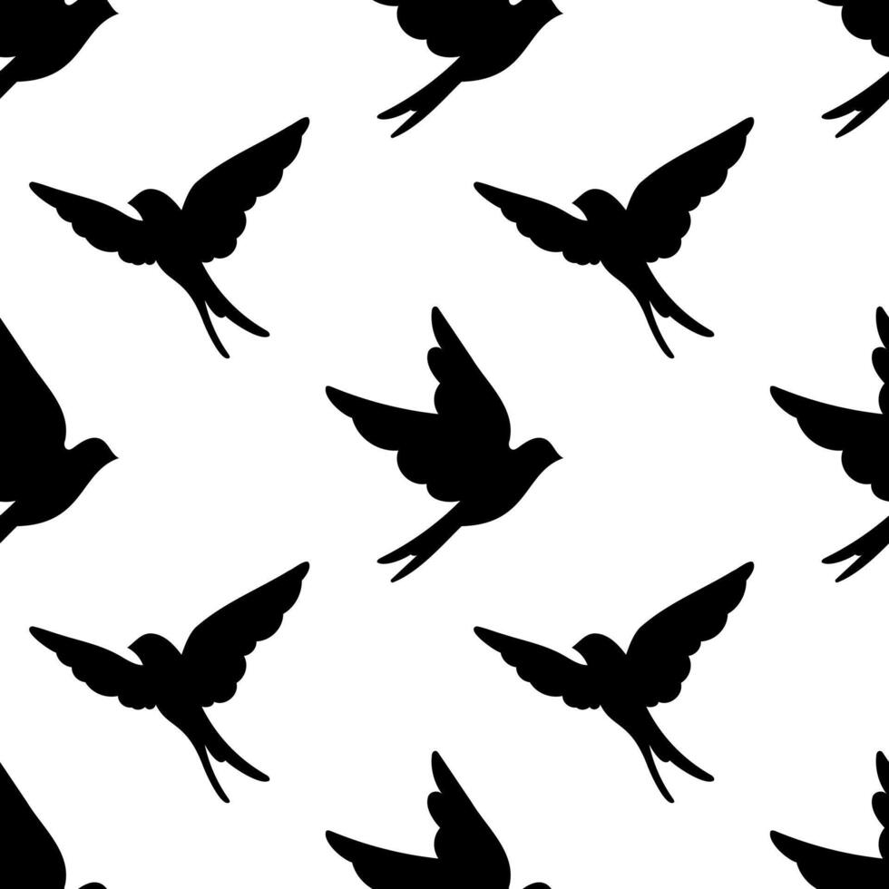 Seamless pattern of springtime birdie swallow. Spring bird. Background design. Repeating print for fabric, wrapping paper, textile vector