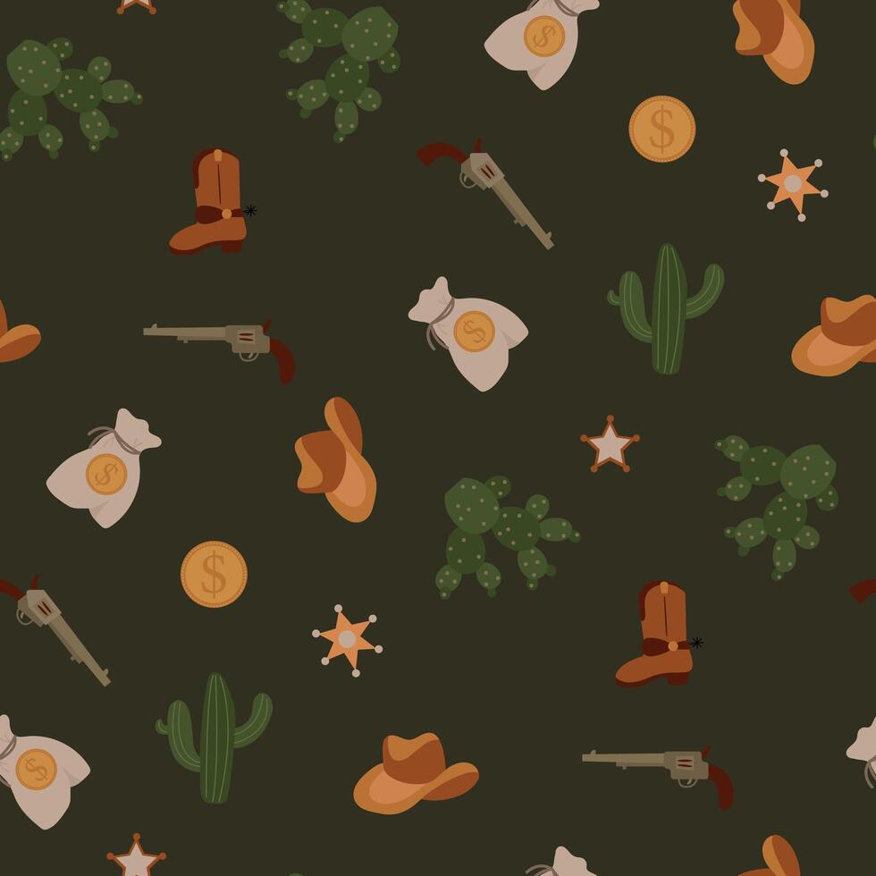 Seamless pattern with cowboys. Design for fabric, textile, wallpaper, packaging. vector