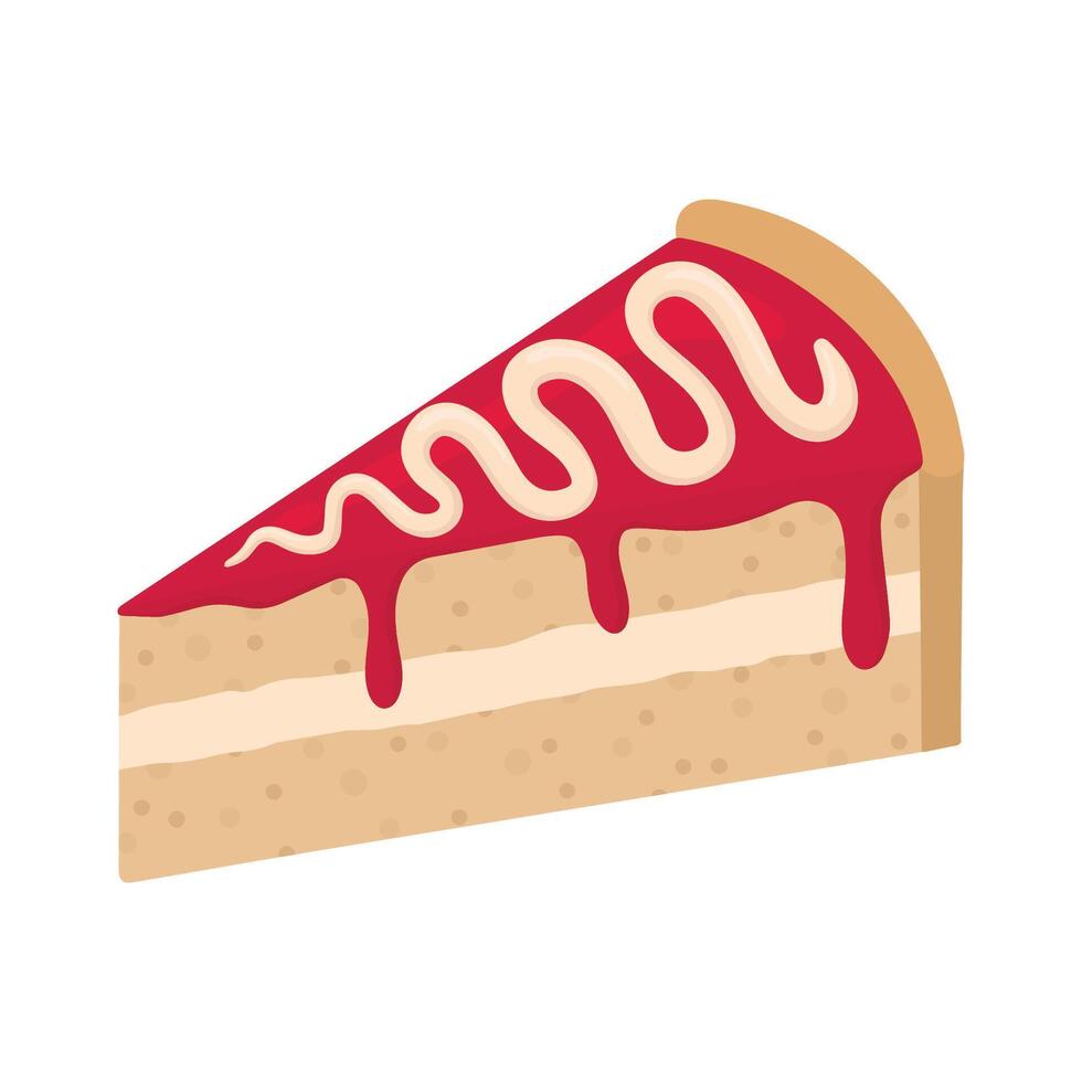 A slice of berry cake with cream filling. Isolated slice of cake. vector
