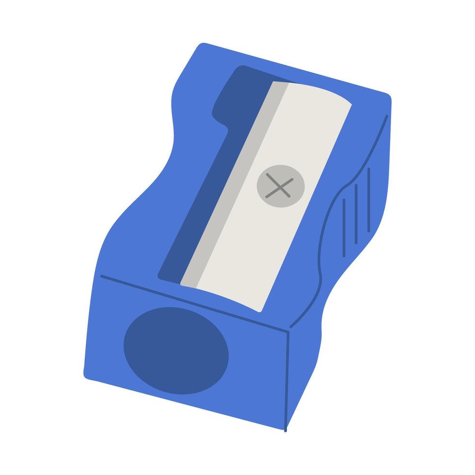 Cute pencil sharpener, with a blade, for school, work, drawing, studying at university. School supplies, stationery for children. clipart isolated on white vector