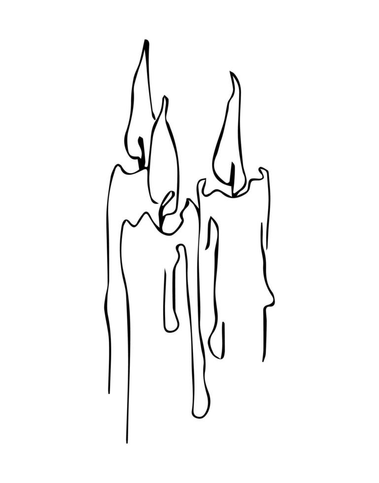 Candles in line art style, hand drawn. illustration vector