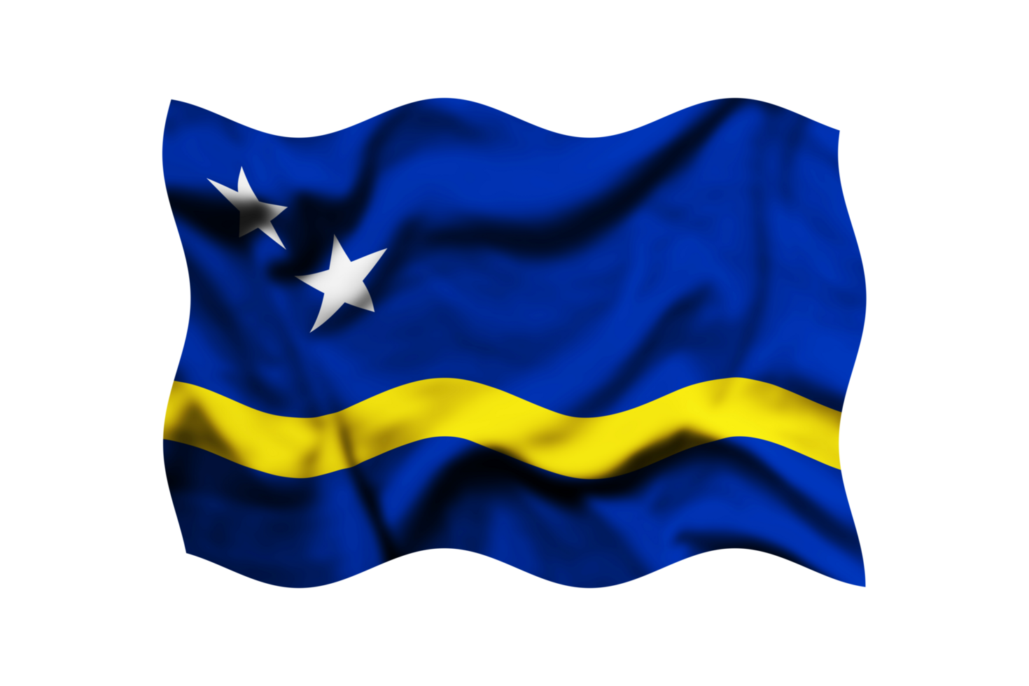Waving the flag of Curacao on a transparent background. 3d rendering png
