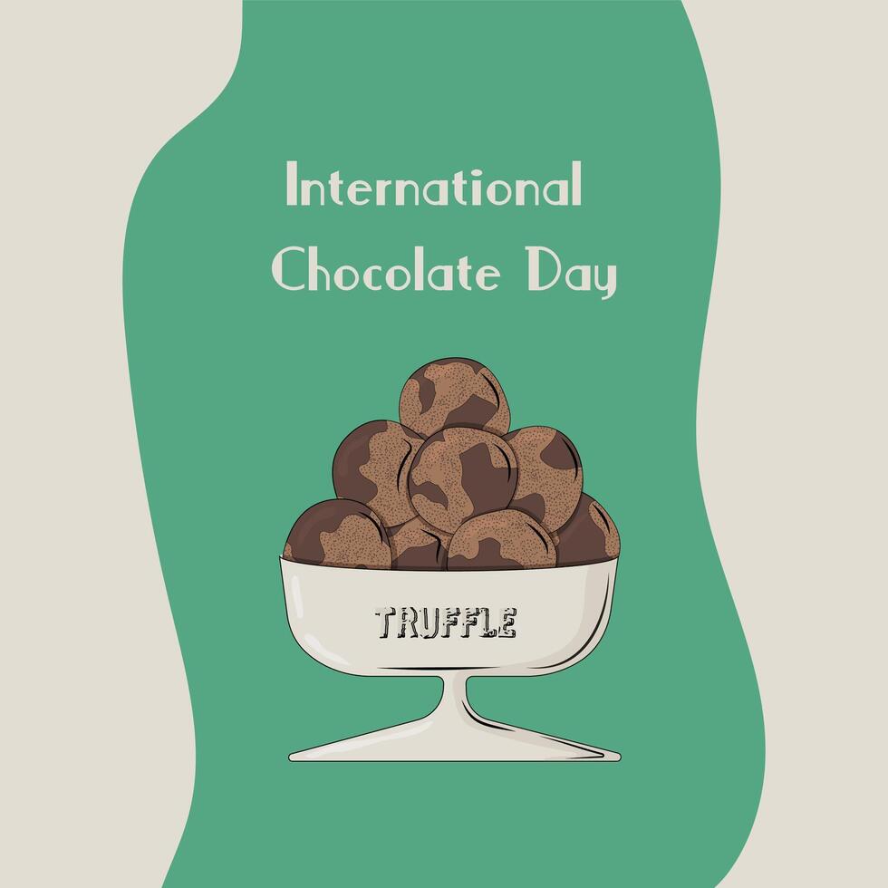 National Chocolate Day in retro style. sweets in a dish in a . for posters, banners, postcards. vector