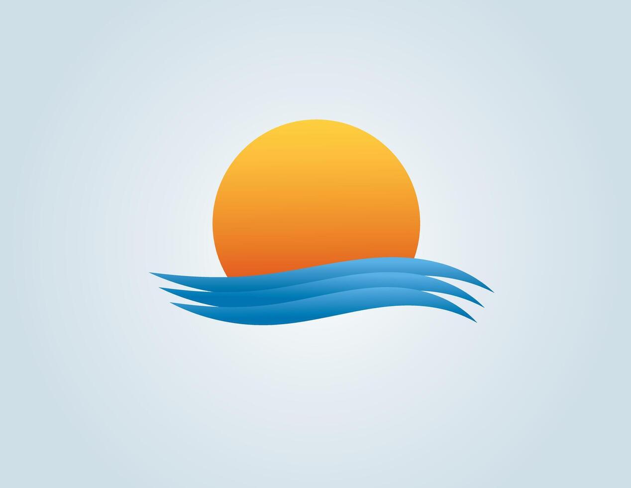 Colorful sun with the waves of sea logo for business organization illustration vector