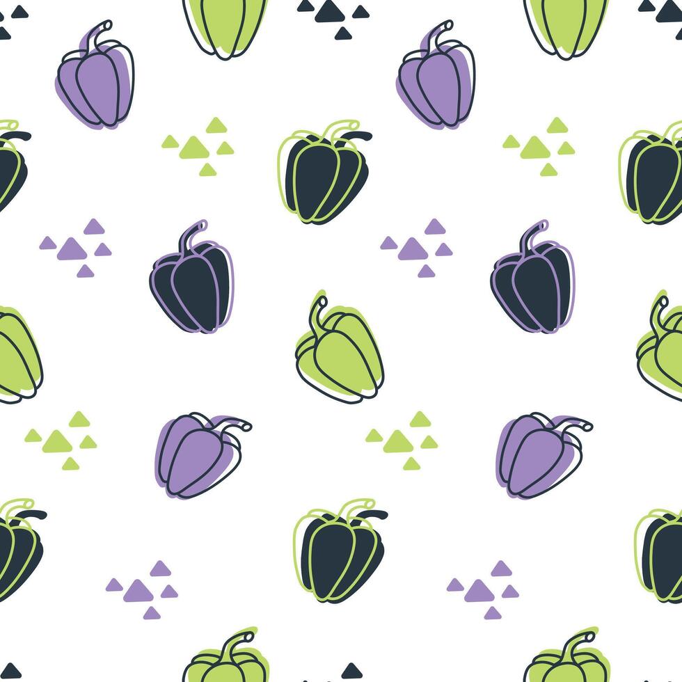 Seamless pattern with stylized bell peppers on a white background. service vector