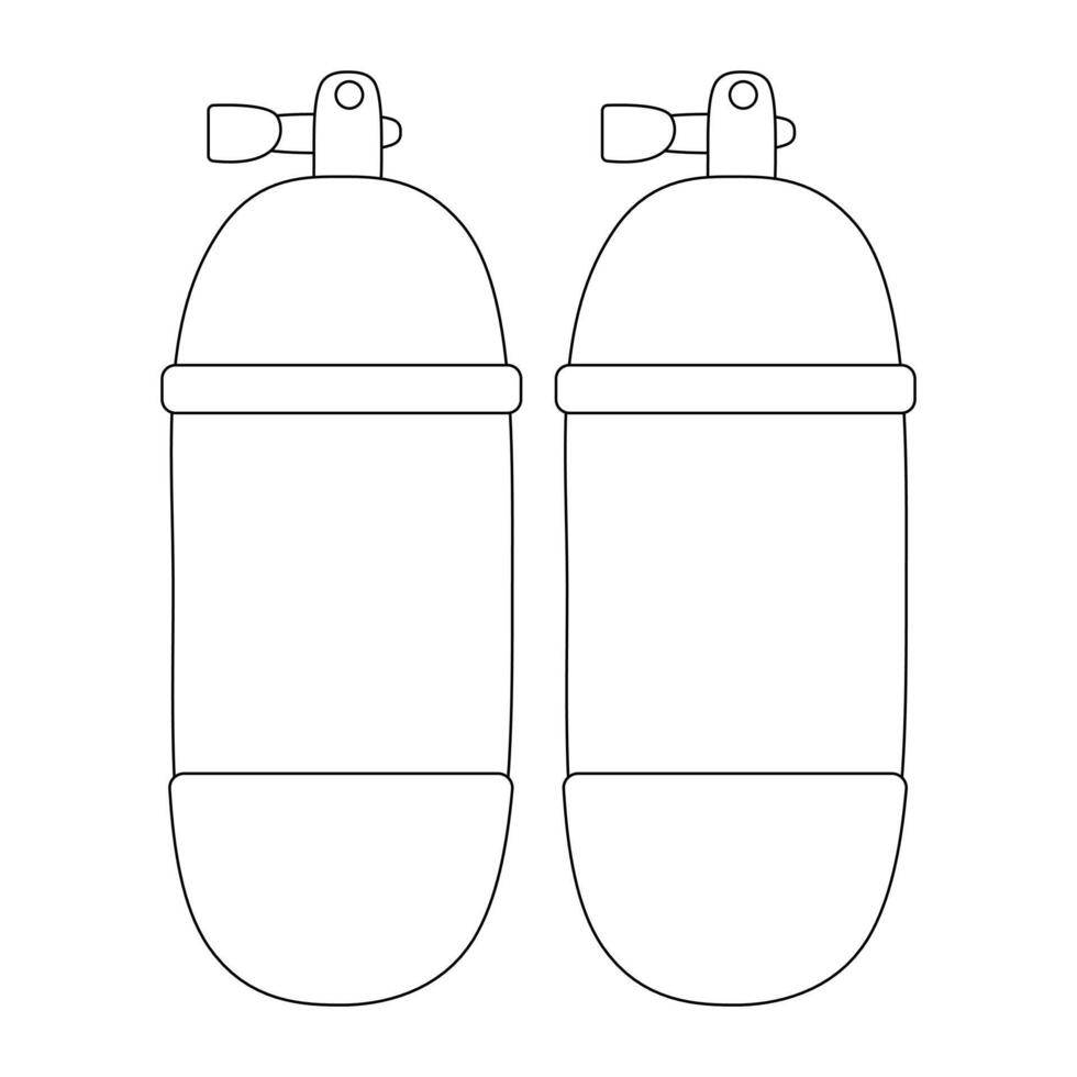 A detailed coloring page featuring a pair of diving cylinders. Perfect for kids and adults who love underwater exploration. vector
