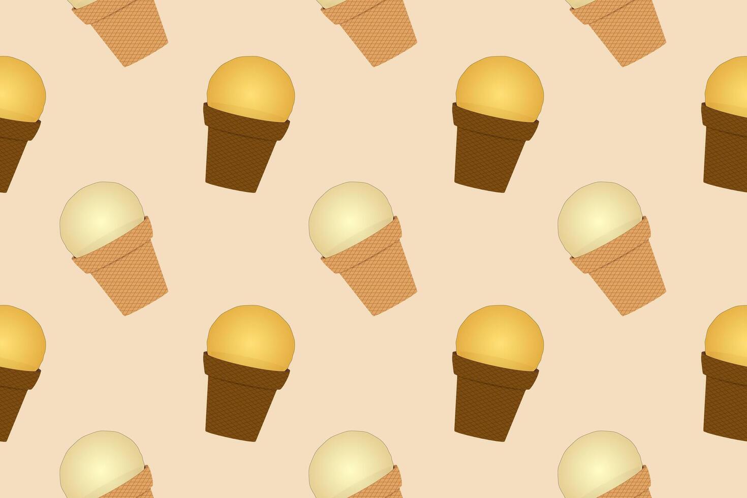 Seamless pattern featuring ice cream cones, perfect for summertime designs and festival-themed projects. Enjoy the sweet treat all season long. vector