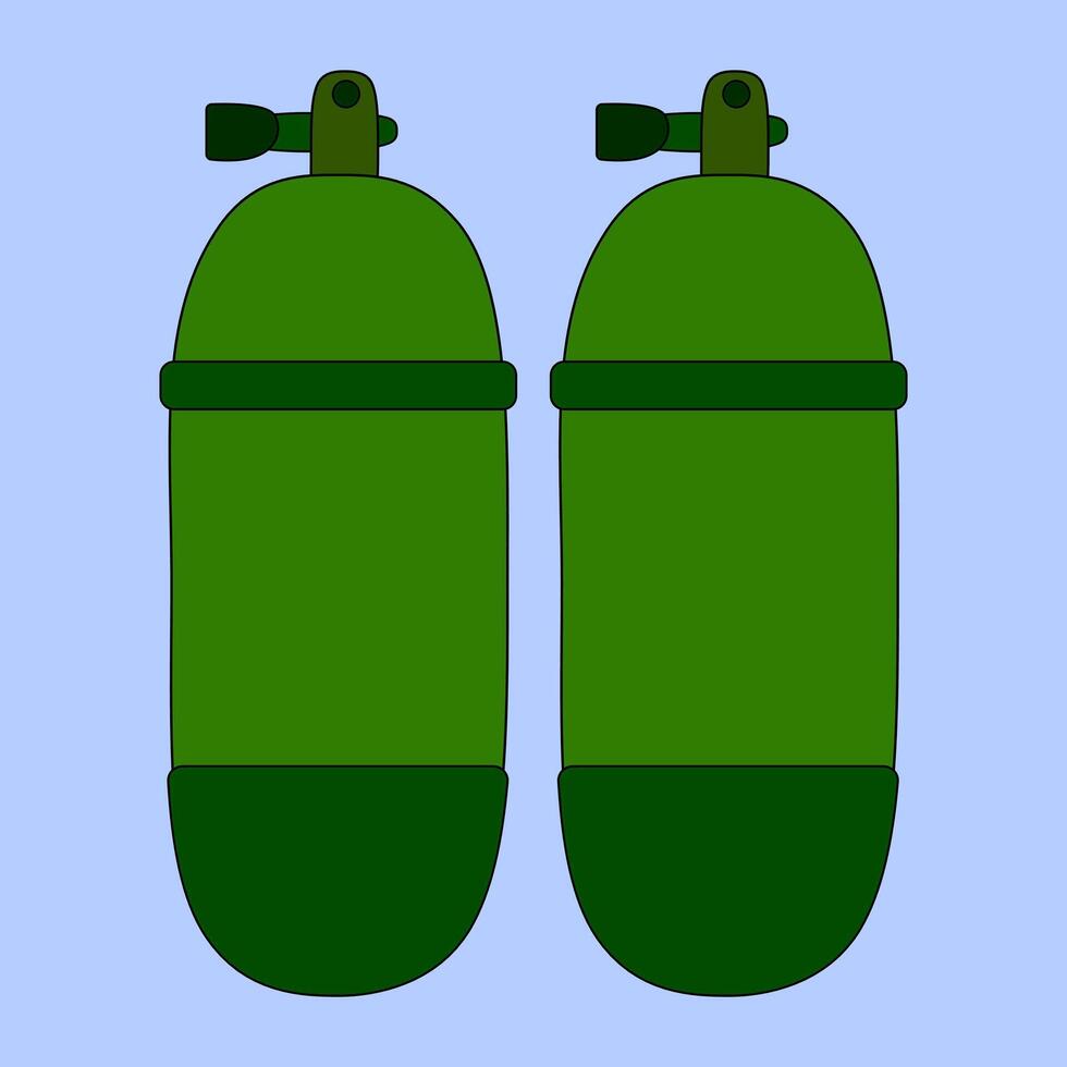 illustration of diving cylinders used for underwater diving. Ideal for summer, beach, and scuba diving-themed designs. vector
