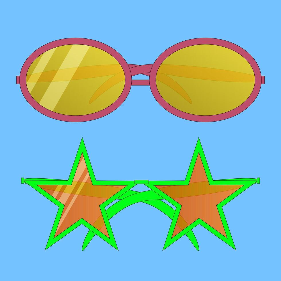 Colorful illustration of fun and quirky summertime sunglasses. Perfect for beach and summer party themes. vector