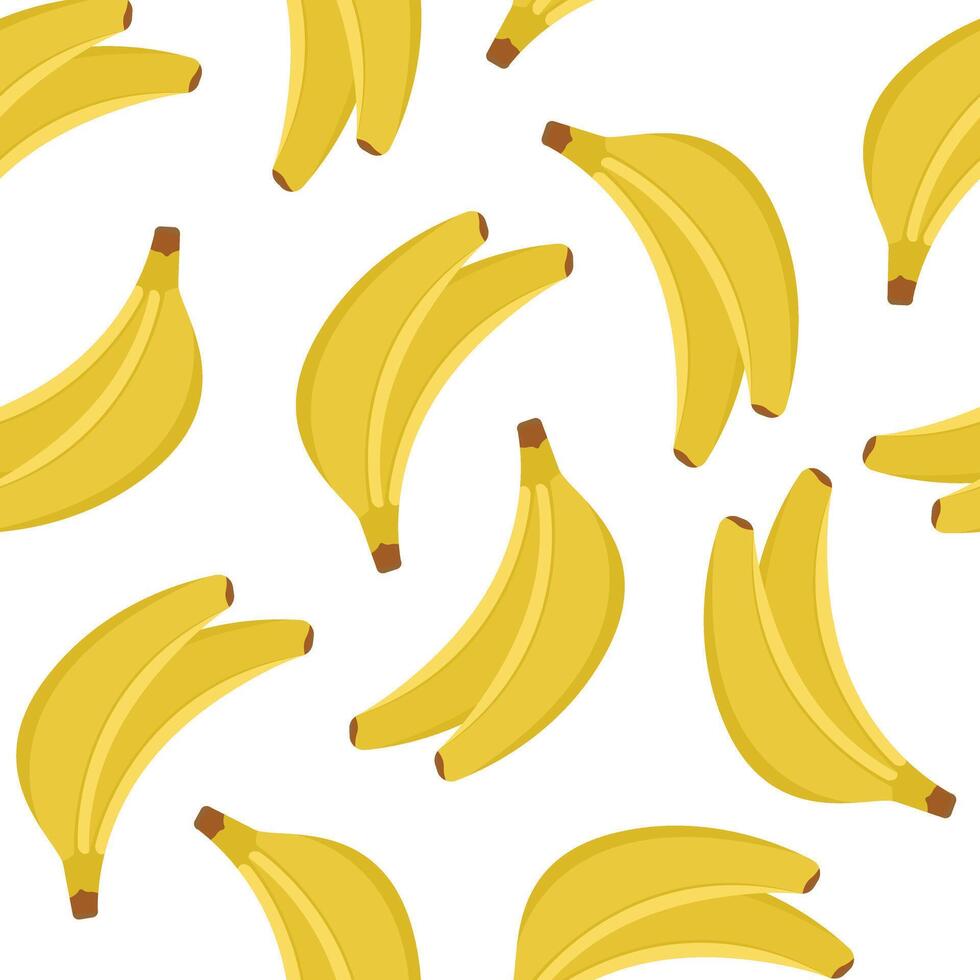 seamless pattern with Banana. Image of a bunch of bananas isolated on a white background. Color print for packaging, boxes and wallpaper. Square seamless illustration with exotic fruits. vector