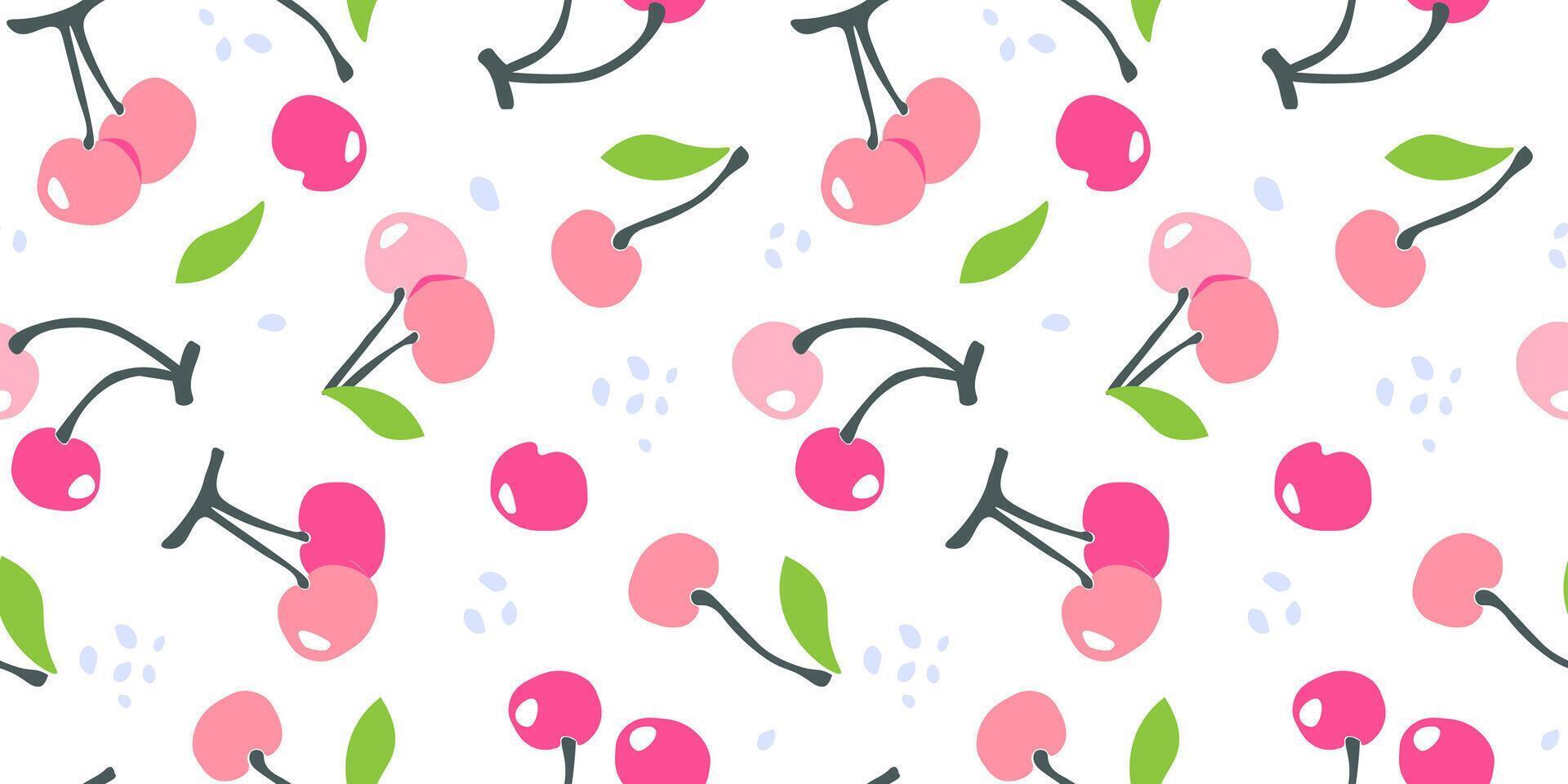 Seamless pattern with cherries. Abstract delicious summer print. vector