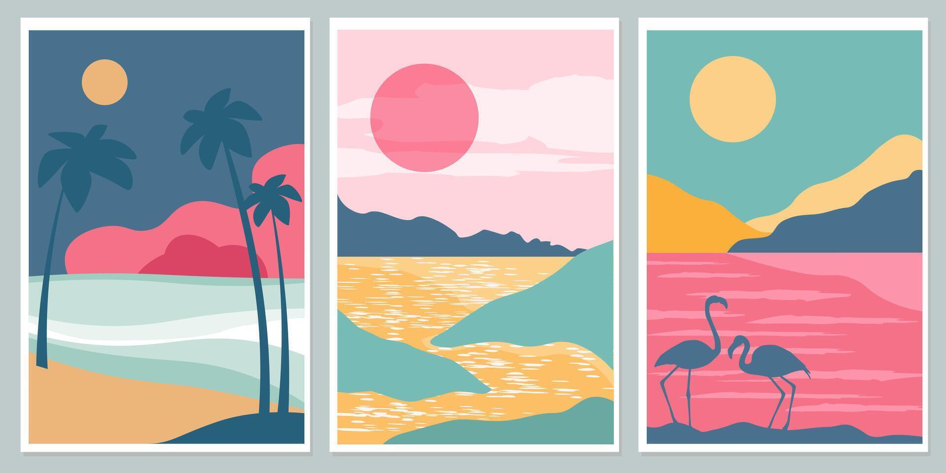 Set of abstract landscapes. vector