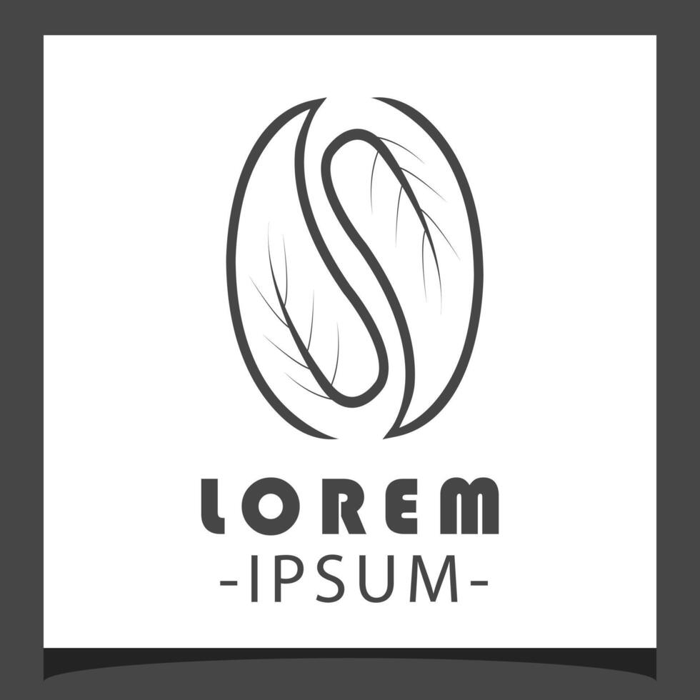 Logo concept of coffee bean shape combined with symmetrical leaf shape vector