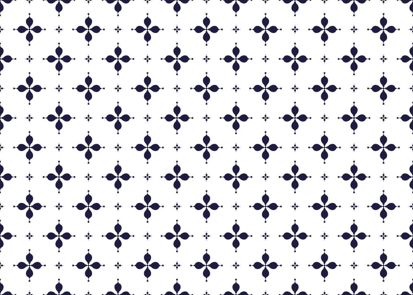 dark blue symbol floral on White background, ethnic fabric seamless pattern design for cloth, carpet, batik, wallpaper, wrapping etc. vector