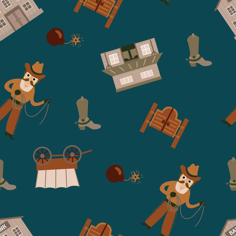 Seamless Wild West pattern. Designs for fabric, textiles, wallpaper, packaging vector