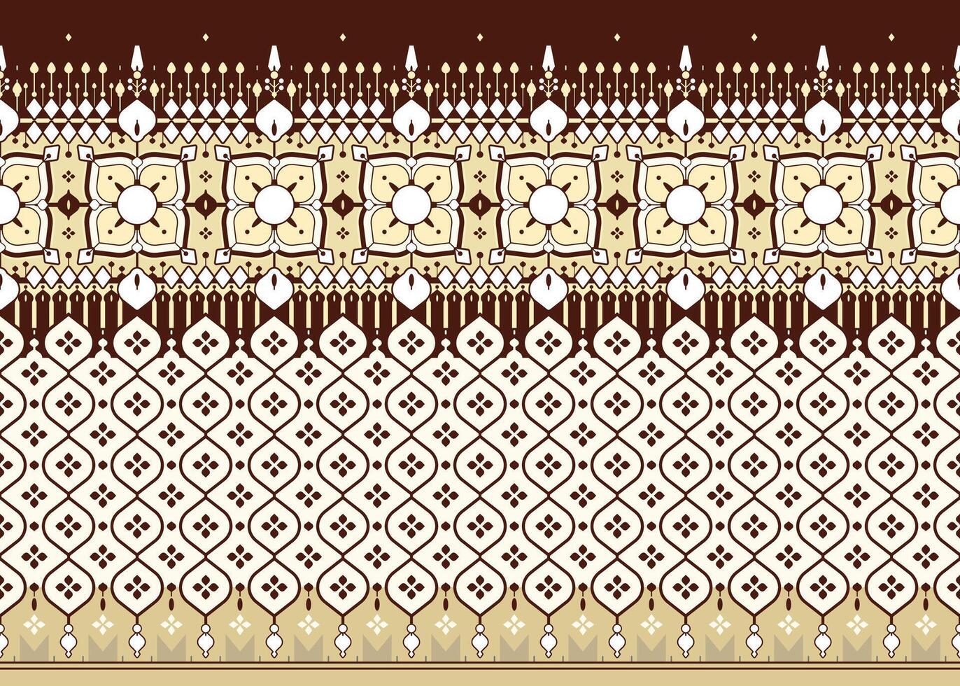 geometric and floral ethnic fabric seamless pattern, design for cloth, carpet, batik, wallpaper, wrapping etc. vector