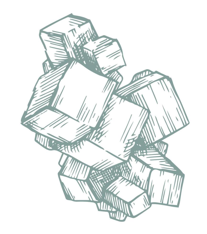 salt crystals, illustration in sketch style. rock and sea salt, eco product for medicine and cosmetology vector