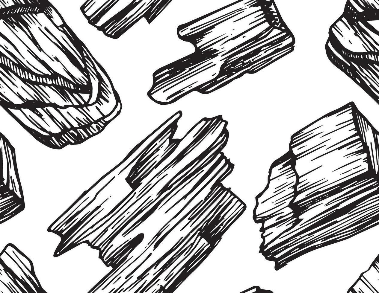 seamless pattern charcoal, illustration in sketch style. eco product for medicine and cosmetology vector