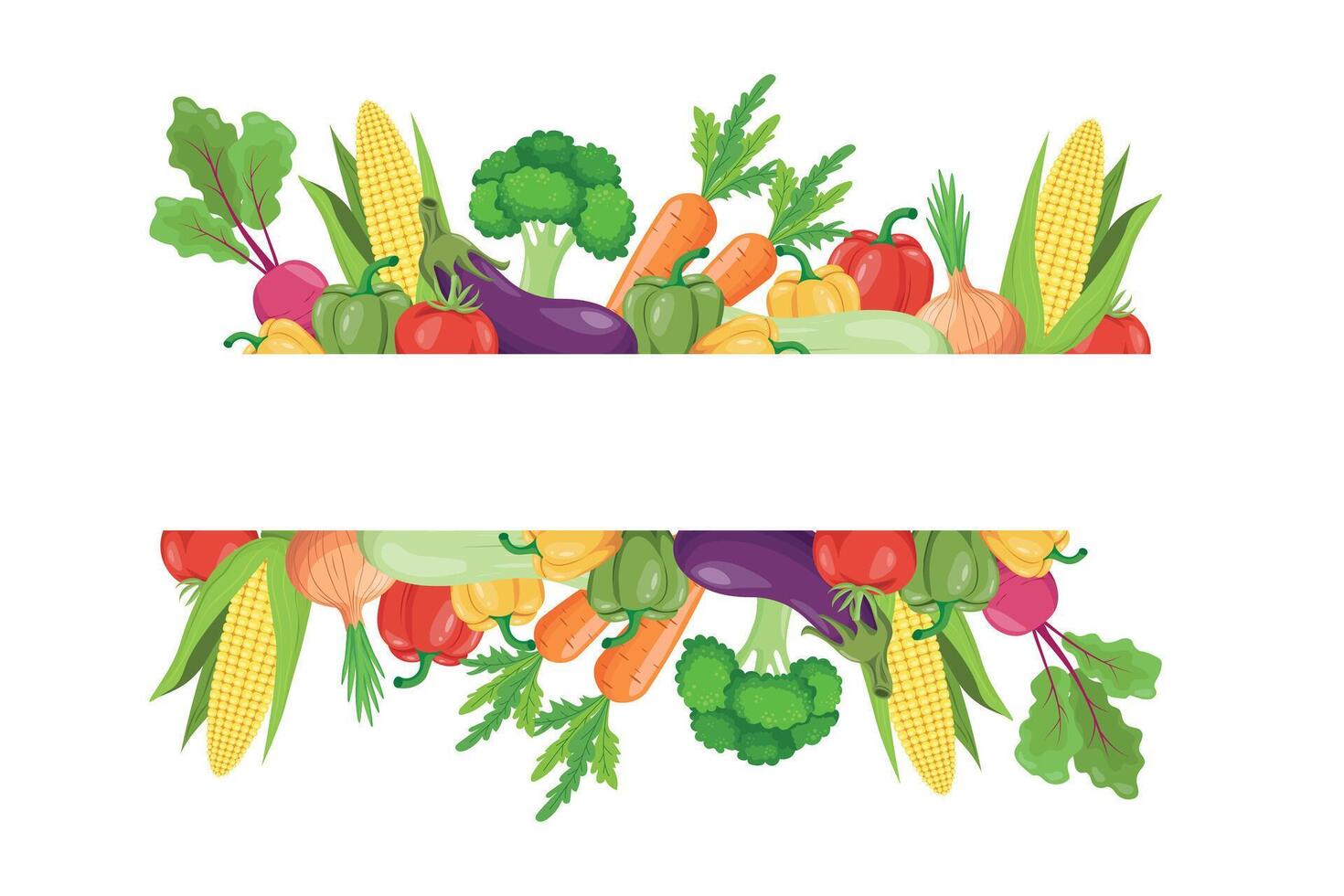 Fresh vegetables poster with place for text. Frame with vegetables. illustration. vector