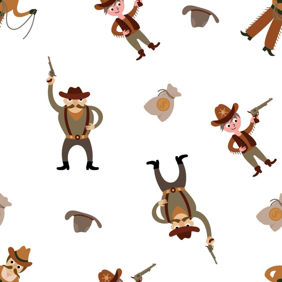 Seamless pattern with cowboys. Design for fabric, textile, wallpaper, packaging vector