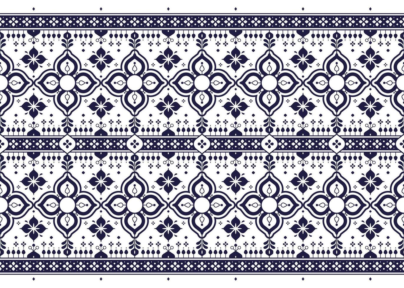 geometric and floral ethnic fabric seamless pattern, design for cloth, carpet, batik, wallpaper, wrapping etc. vector