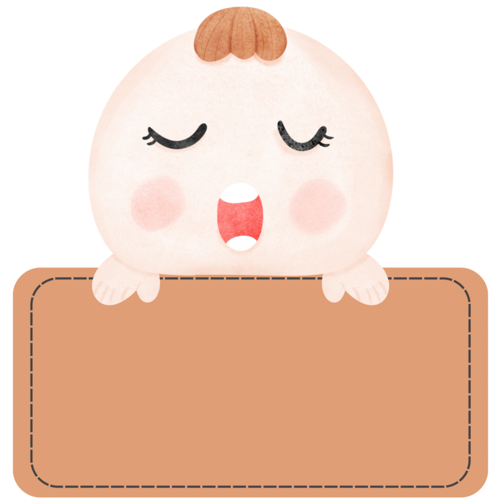 A message sign, a name tag with a boy popping up his face peeking. png