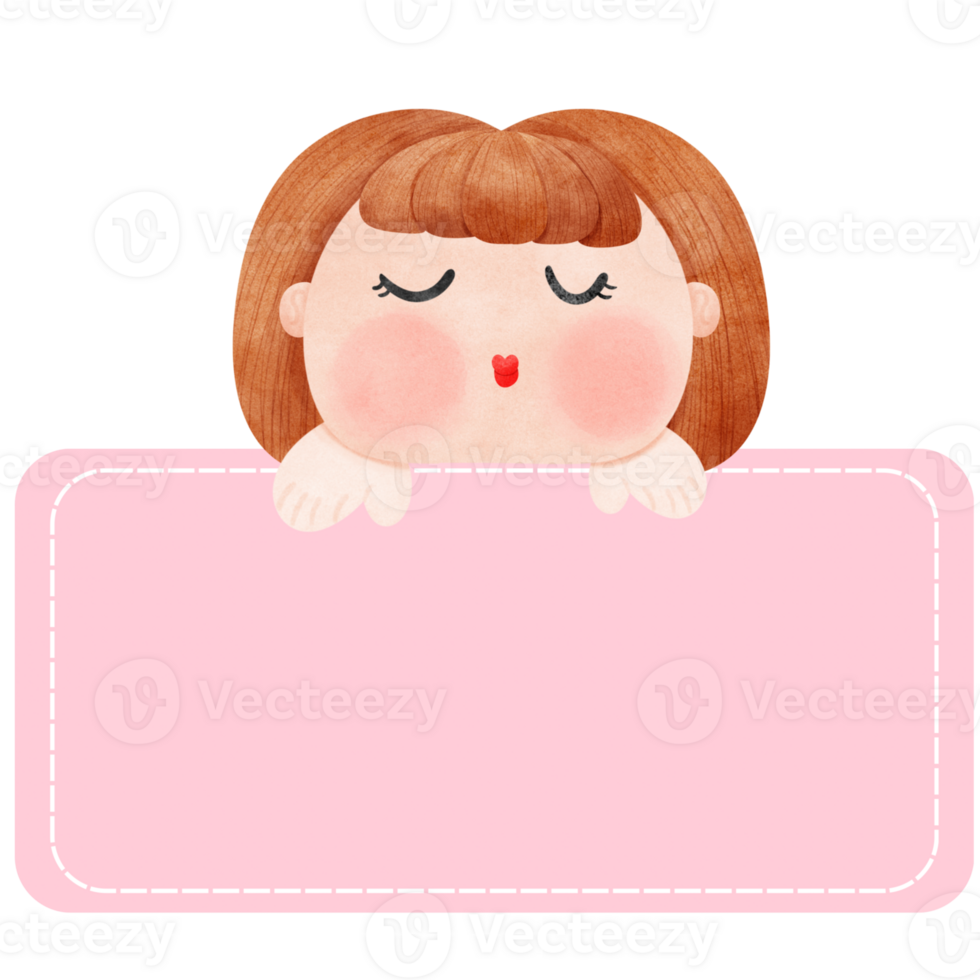 Name tag, text box, girl spying on peekaboo png
