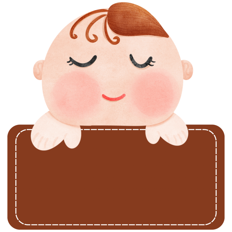 A message sign, a name tag with a boy popping up his face peeking. png