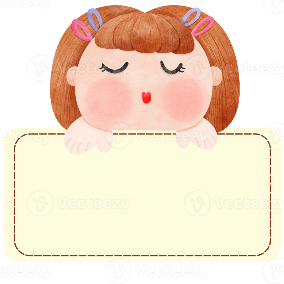 Name tag, text box, girl spying on peekaboo png