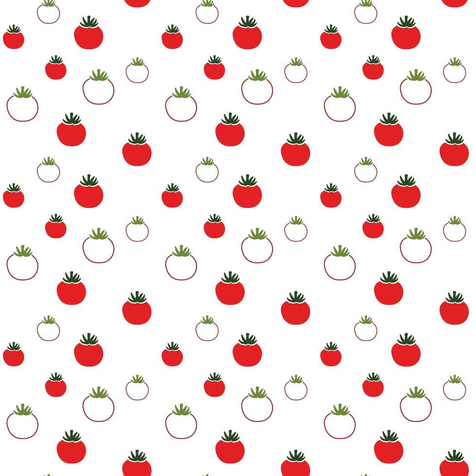 Seamless pattern with stylized tomatoes on a white background. illustration vector