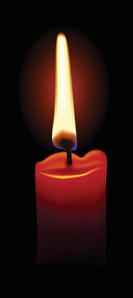 Red candle burns on a dark background vector