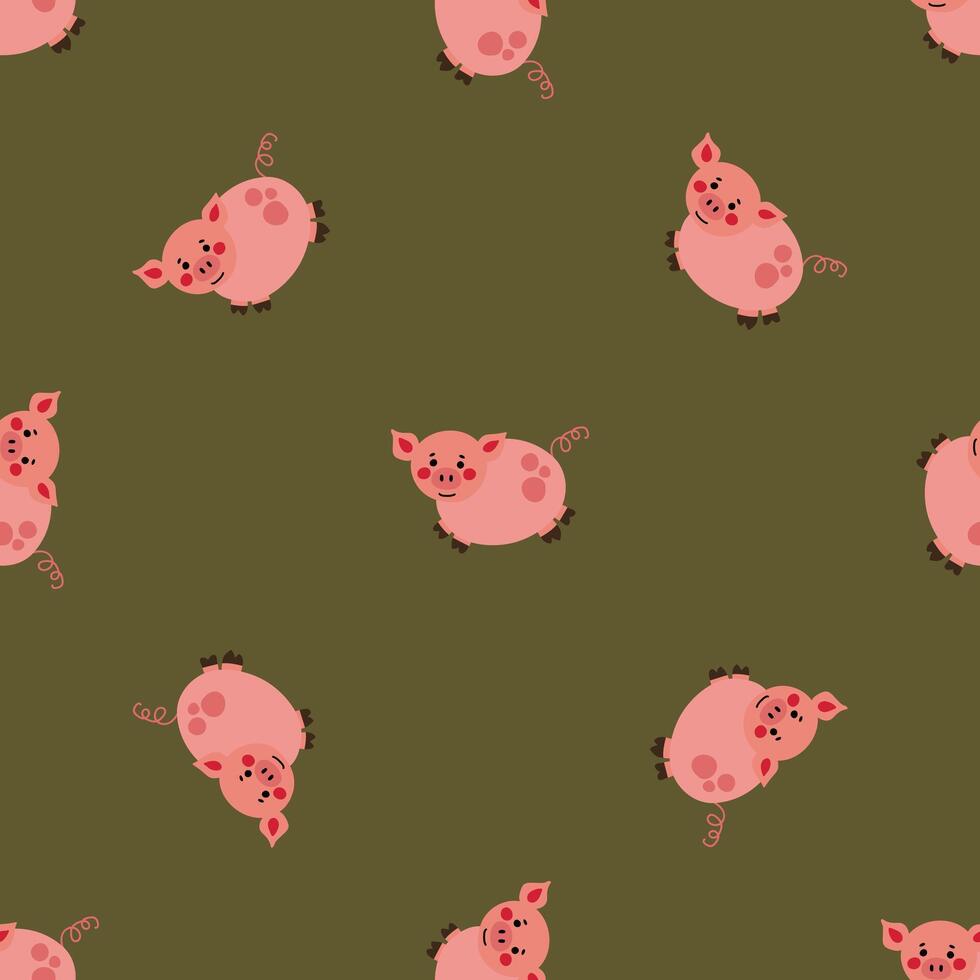 Seamless pattern with pigs. Endless textures for your design. vector
