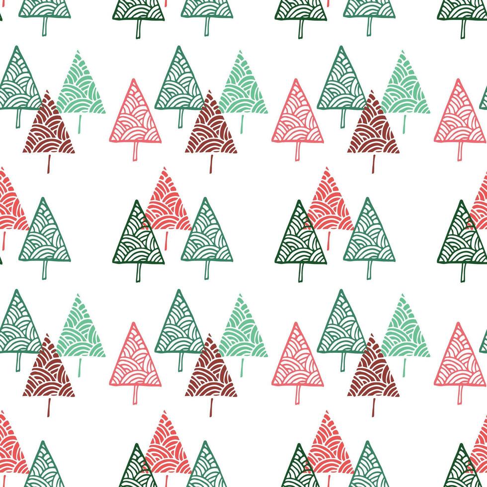 Seamless pattern with doodle Christmas trees. Christmas trees are hand drawn. illustration. It can be used for textiles, wrapping paper vector