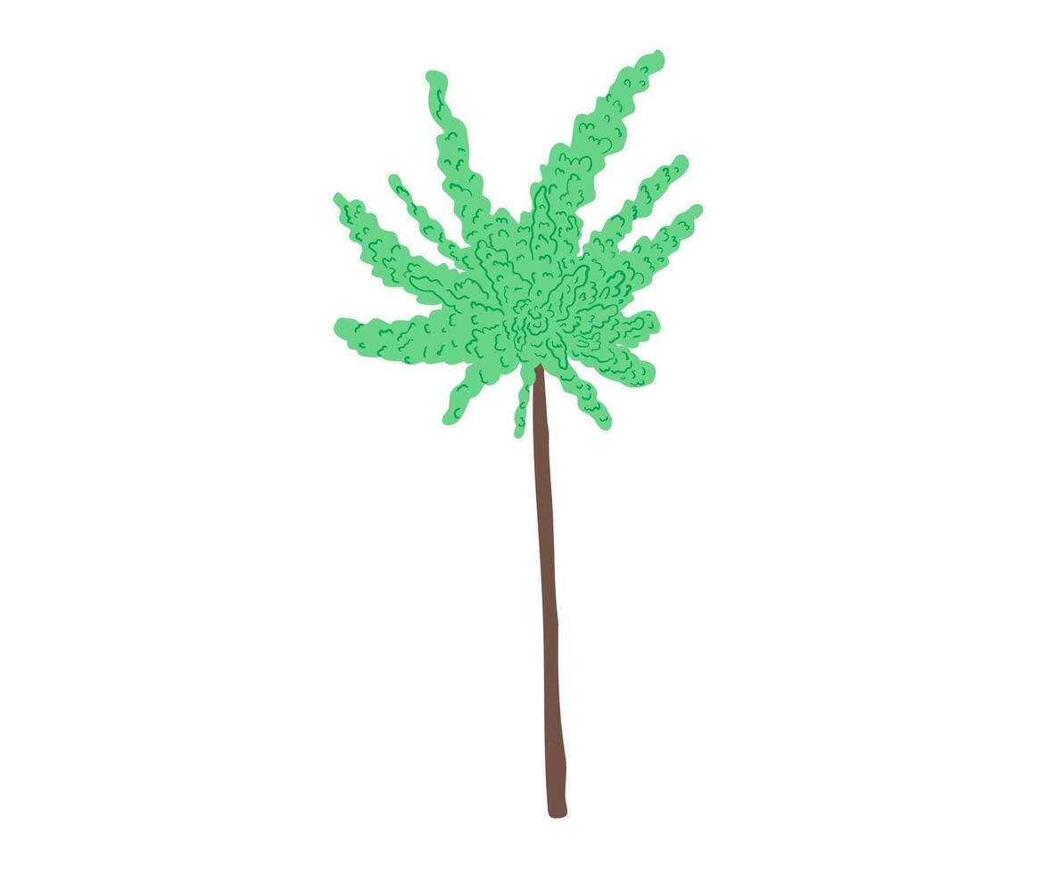 Garden decorative tree drawn by hand. illustration in flat style. vector