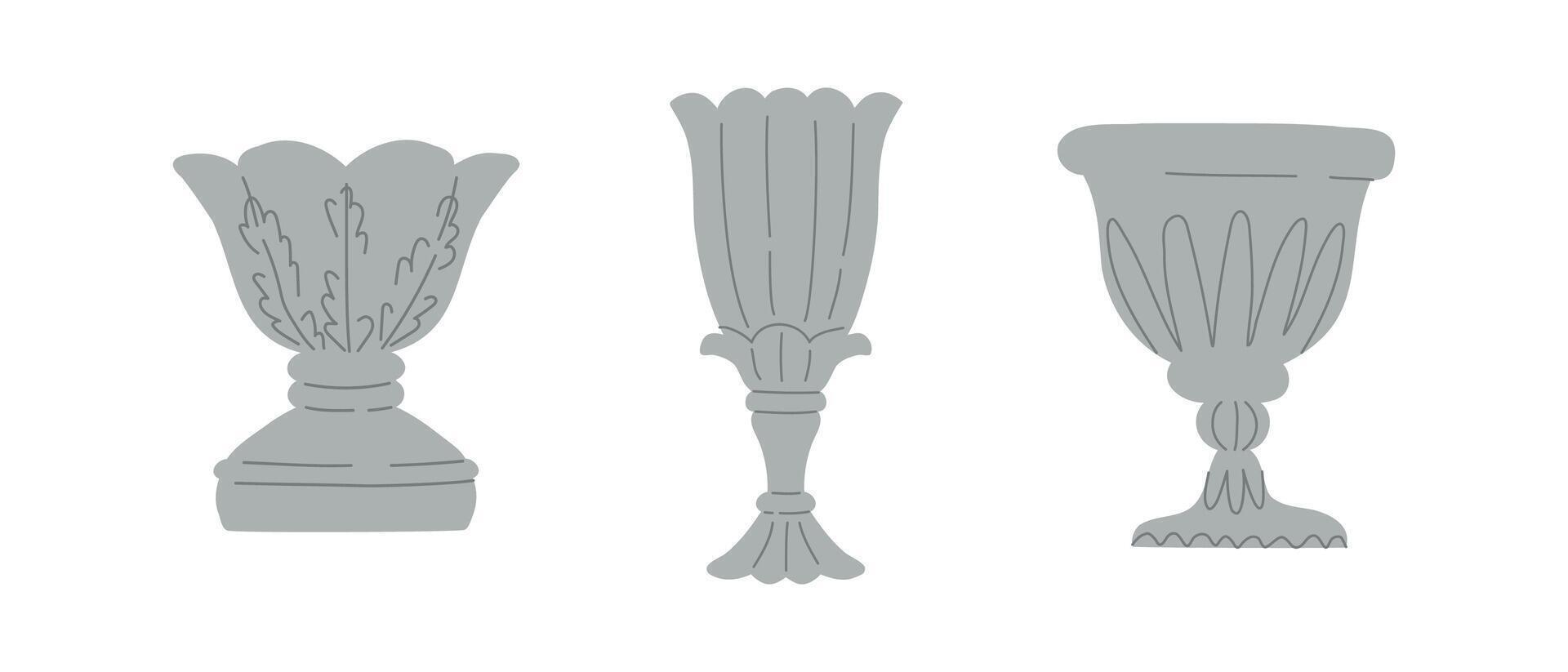 Garden decorative pots for plants. illustration in flat style. vector