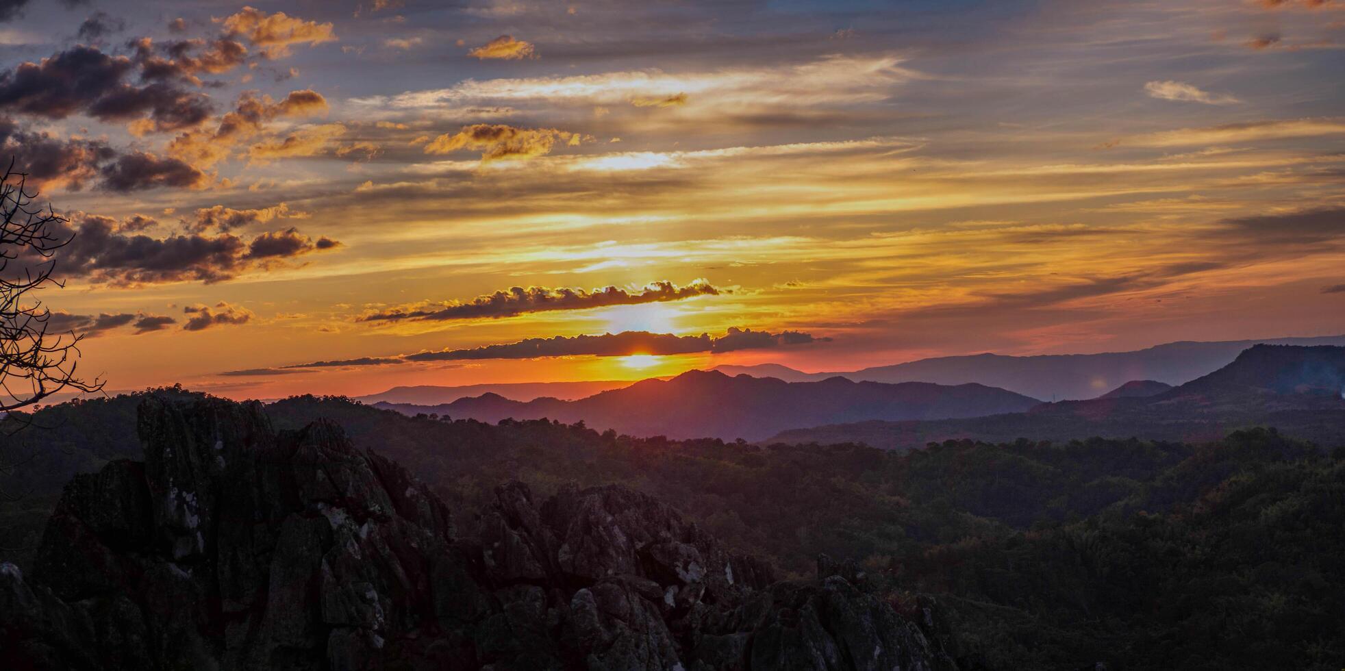 Imagine a serene landscape with lush greenery and a peaceful at the sunset time, Southern, Thailand. photo