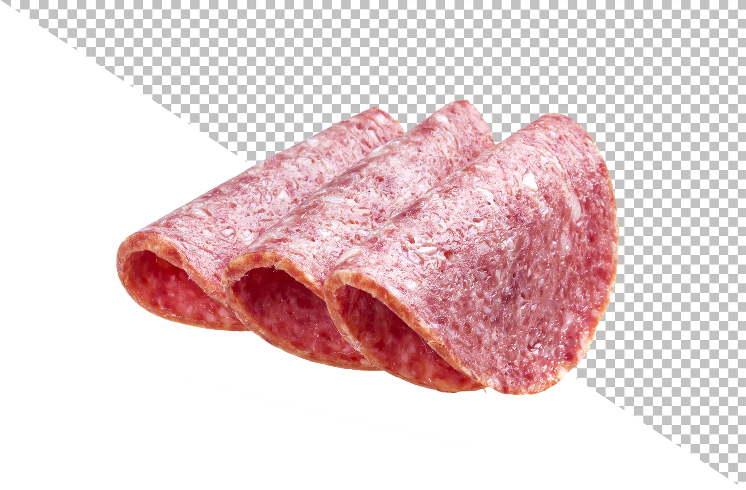 Sliced salami sausage isolated on white background psd