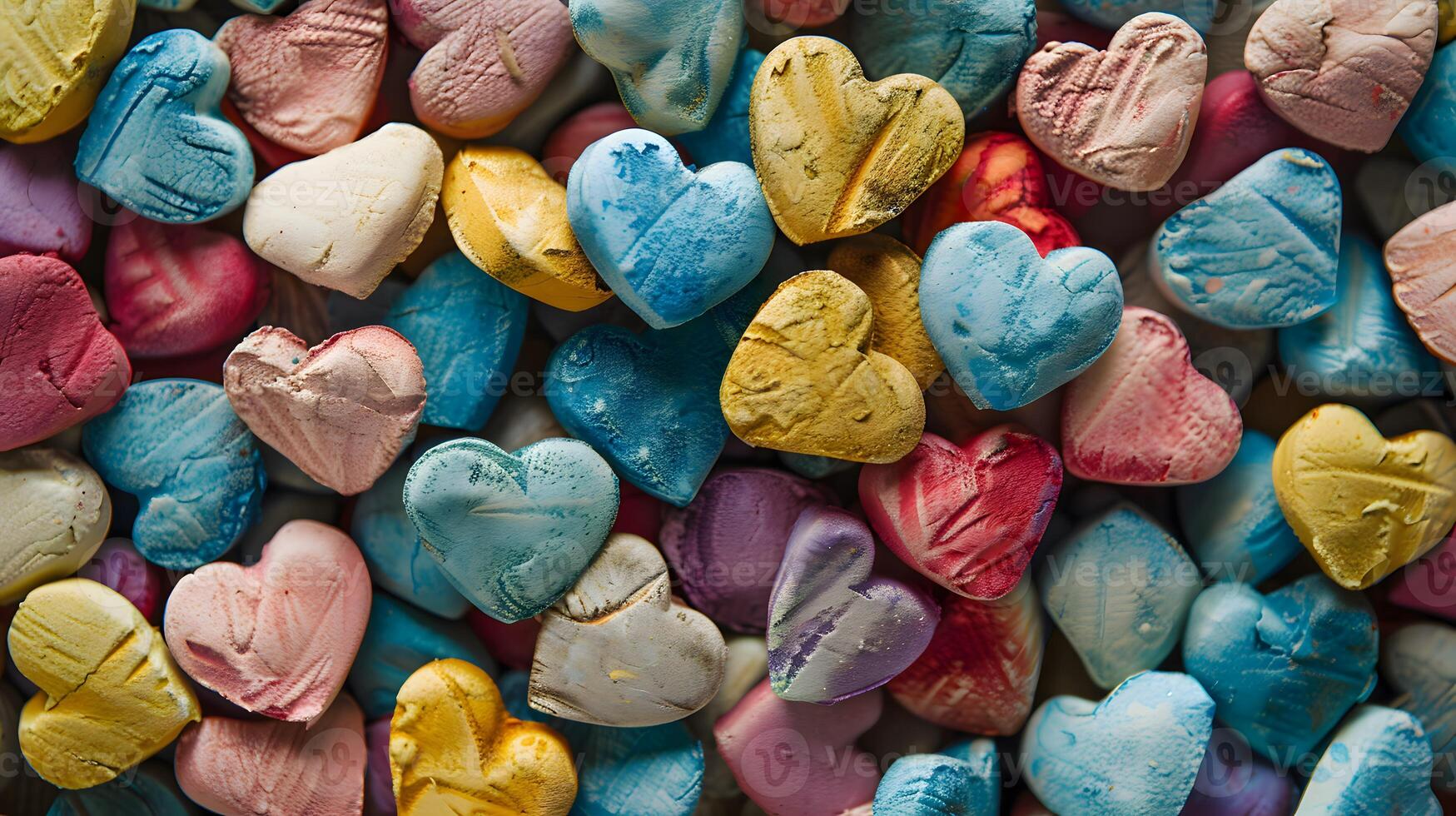 Valentine's Day background. Background with colored stones in the shape of hearts photo