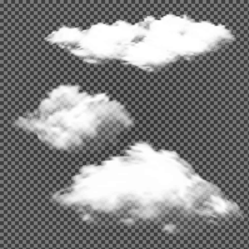 White Cloud Isolated. Sky Air Cloud Design isolated. Realistic Nature Cloudscape. Meteorology Climate Environment. Abstract Fluffy Atmosphere Condensation. Rain, Storm, Thunder. vector