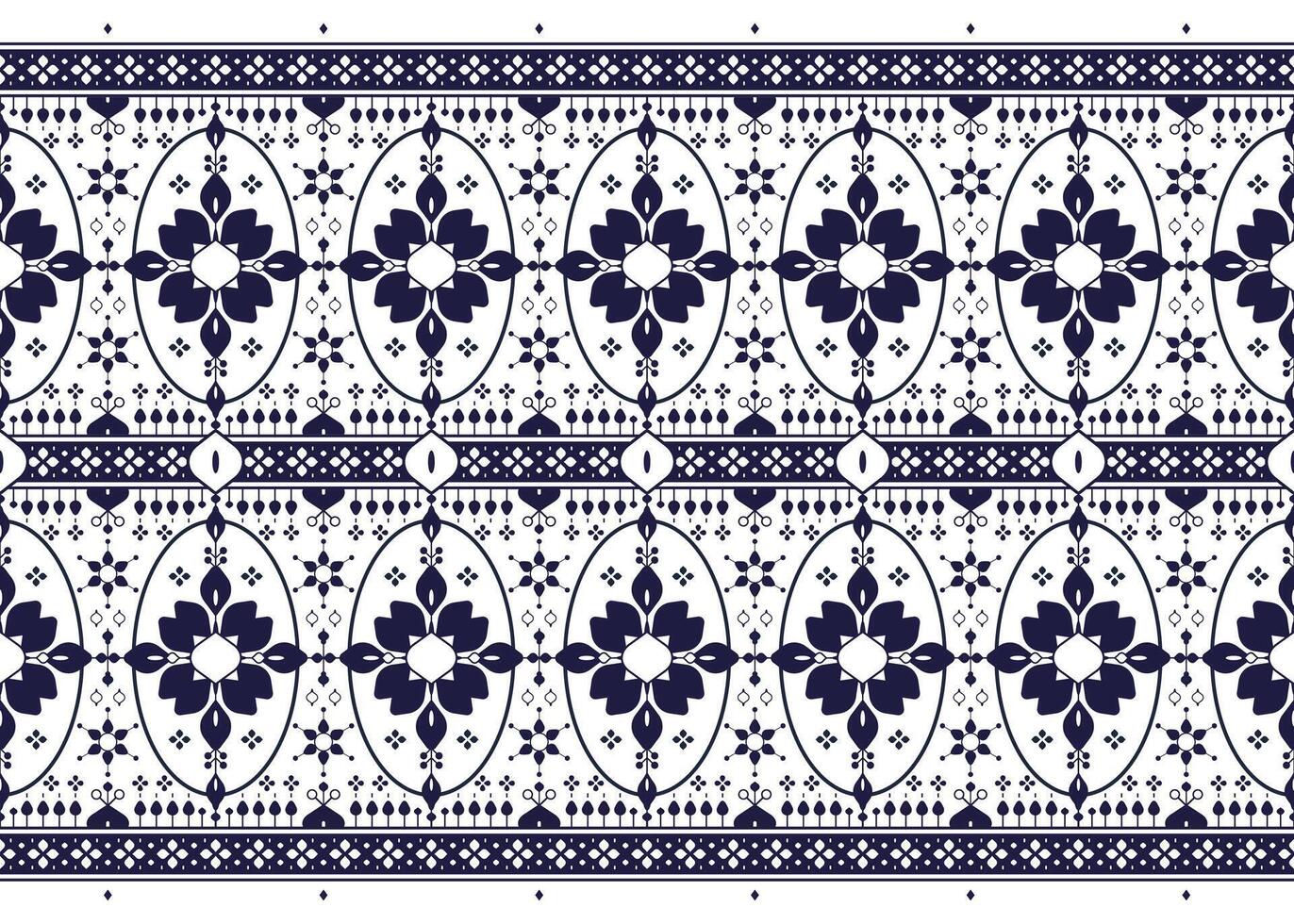 dark blue geometric ethnic fabric seamless pattern on White background, design for cloth, carpet, batik, wallpaper, wrapping etc. vector