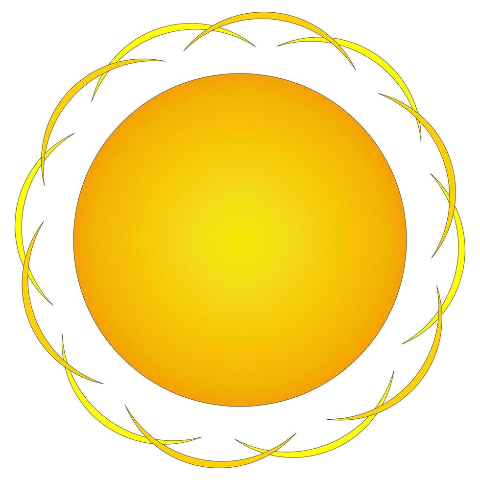 A vibrant illustration of a summer sun with golden rays in the shape of arcs, perfect for seasonal designs and summer themes. vector
