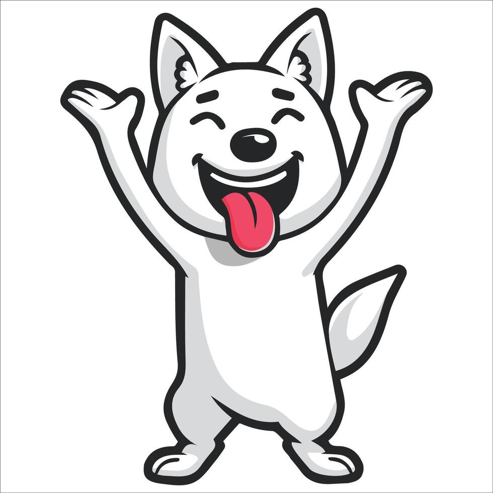 A Canaan Dog dancing with joy and confidence - Dog Cartoon isolated illustration vector