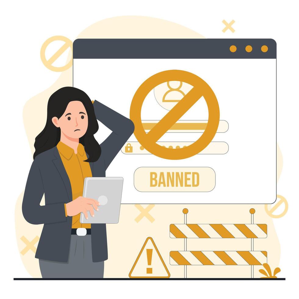 Banned blocked user account concept illustration vector