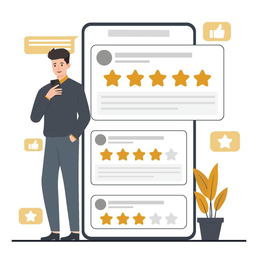Flat customer review feedback concept illustration vector