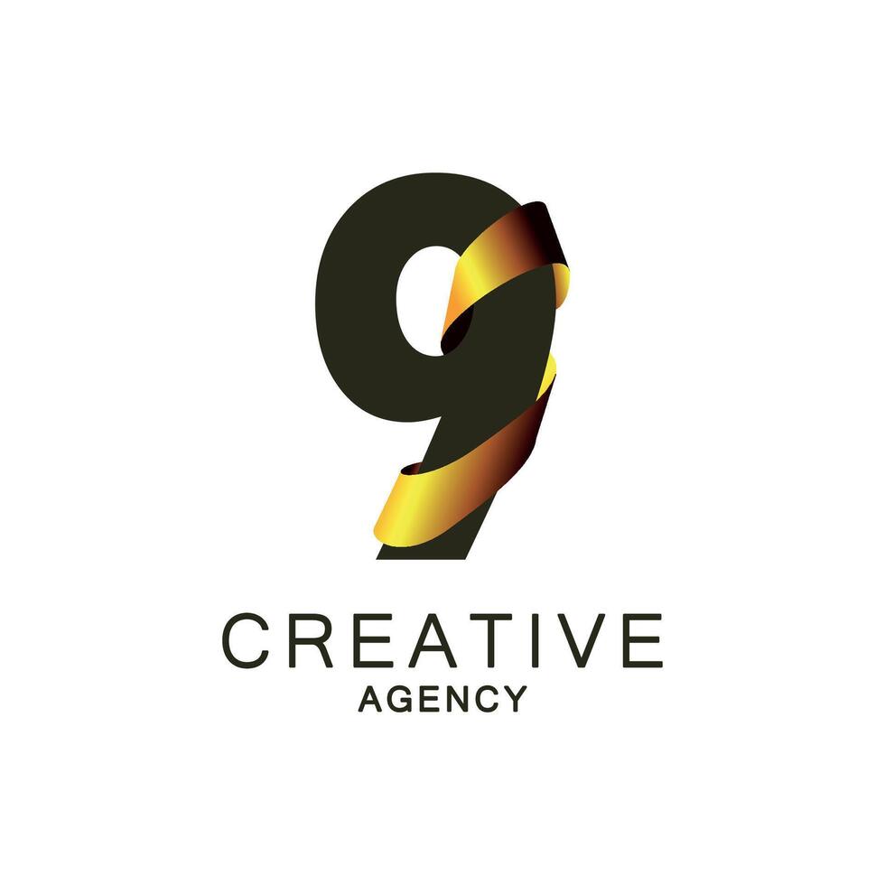 Modern Logo Design for Creative Agency with Number nine vector