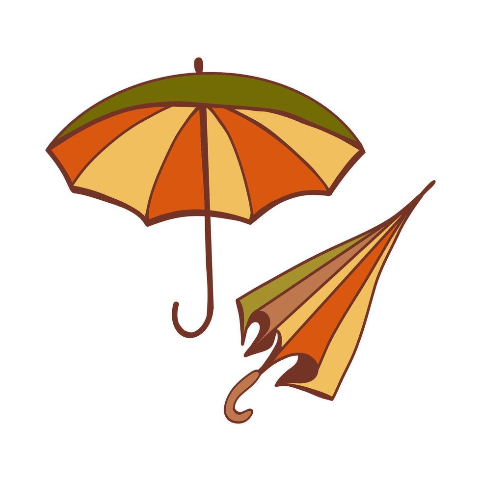 Colorful umbrellas with autumn hues displayed together against a white background vector